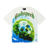 gods short-sleeved heavy weight washed fog high street rock band skull pure cottonprinting t-shirt
