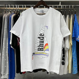 Rhude T Shirts Sailing Printed Cotton Casual Short Sleeves Men and Women
