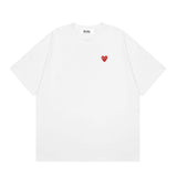 Correct version star kawakubo pla heartembroider short-sleeved pure cotton red heart peach couple t-shirt y