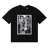 Wholesale high street purple br@nd american style short sleeve loose retro casual t-shirt couple trendy tee