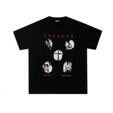 Erd: brooding rich kid - american retro portrait print rock 'n' roll hip-hop pocket oversized short sleeve tee