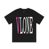 Cross-border supply large v letter lne cherry blossom short half-sleeve sketch embroidery lip print graffiti print short