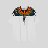 mb short-sleeved python lion head colorful feather wings t-shirt european and american loose couple