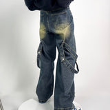 Unisex Jeans Vintage Heavy Work Old Jeans Straight Wide Leg Pants