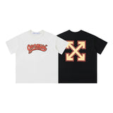 Wholesale off short sleeve ow dissolved arrow gradient starry sky splash ink t-shirt yellow tape warning line love