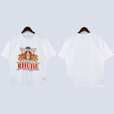 American rhu co-branded marlboro f formula traffic jam coconut tree sunset logo short-sleeved couple t