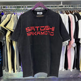 Wholesale american retrosatoshi hot diamond letters ripped washed distressedloose short sleeve t-shirt