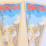 Rhude T Shirts Oil Painting Clock Coconut Tree Print Short Sleeves