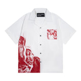 Erd rich second generation loose version american trend quiet eye printing round neck short sleeve t-shirt couple outfit