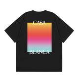 casa casablanca short-sleeved fantasy door letter logo printingstylish round neck short-sleeved t-shirt