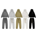 Fog season 8 essentials flocked silicone printing couple loose hooded sweatshirt pants