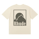 Rhude T Shirts Moon Badge Printing Cotton Casual Short Sleeve Men and Women