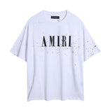 amri washed distressed tiger head number & letter logo short sleeve t-shirt