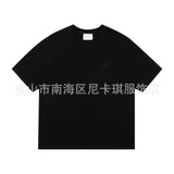 Am short-sleeve macaron color heart embroidery pure cotton loose summer fashion t-shirt crew neck top