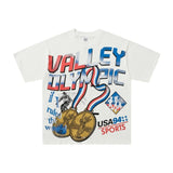 American valley washed distressed printing short-sleeved t-shirt valeforever hoodie sweatshirt long