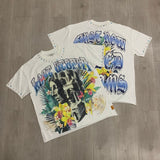 First row american trend high quality washed retro hot diamond casual short-sleeved t-shirt