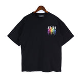 Cross-border wholesale correct version am splash ink flow paint camouflage starry sky graffiti letter short-sleeved high street couple t