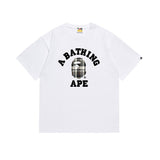 Early spring/summer camo ape head collaboration - little monkey logo print short sleeve couple's trendy tee