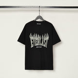 beheaded bear short-sleeved pa flame letter flow paint back logo trendy couple t-shirt