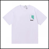 Export wholesale niche american fashion rhu flag floralsprinting double yarn pure cottoncasualloose couple short-sleeved t