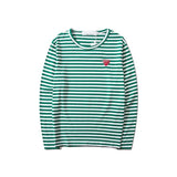 Kawakubo plaloveembroider short-sleeved pure cotton red heart eyes couple t-shirt y star style long sleeves shirt