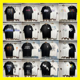 [gram] am flow paint graffiti letter starry sky classic logo print short sleeve couple t-shirt