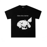 Erd: brooding rich kid - american retro portrait print rock 'n' roll hip-hop pocket oversized short sleeve tee