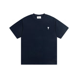 Classic spring/summer white adc heart embroidery short-sleeve t-shirt - minimalist, lightweight, and breathable