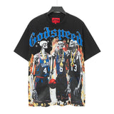 Cross-border wholesale high version gods short-sleeved heavy weight washed fog high street skull pure cotton printed round