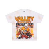 American retro valeforever washed & distressed hotfix rhinestone cotton short sleeve high street star t-shirt