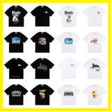 Export wholesale niche american fashion rhu flag floralsprinting double yarn pure cottoncasualloose couple short-sleeved t