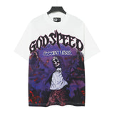 gods short-sleeved heavy weight washed fog high street rock band skull pure cottonprinting t-shirt