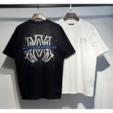 [gram] am flow paint graffiti letter starry sky classic logo print short sleeve couple t-shirt