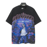 high version gods short sleeve heavy weight washed fog high street skull pure cottonprinting round