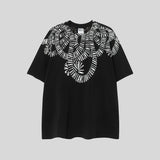 Correct version mb short-sleeved couple outfit colorful wings feather t-shirt marcelo european and american classic