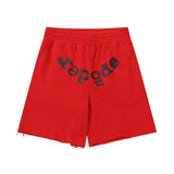 Spder hip hop singer youngthug foam letter couple short-sleeved t-shirt full of diamonds shorts
