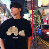 Correct version of pa beheaded bear short sleeve palm tree high street ins teddy bear shark love