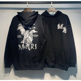 Amri splash ink flowing paint starry sky crack letter logo unicorn arm hoodie sweatshirt couple wear long sleeves