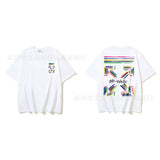 European and american spring/summer ow gradient arrow graphic crew neck short sleeve t-shirt