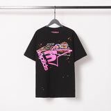 Spder hip-hop singer hotfix rhinestone foil letter print short sleeve t-shirt & rhinestone embellished shorts set (couple's style)