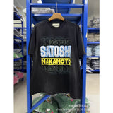 Satoshi summer american retroletterprinting washed and distressed spray dirty crackle loose short-sleeved t-shirt