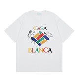 Summer collection: casa casablanca print oversized short-sleeve t-shirt - premium heavyweight cotton