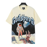 gods short-sleeved heavy weight washed fog high street rock band skull pure cottonprinting t-shirt
