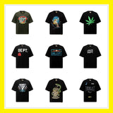 Gallery european and american couple wear plus size fried color washed short-sleeved t-shirt youth tee