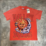 American retro valeforever washed & distressed hotfix rhinestone cotton short sleeve high street star t-shirt