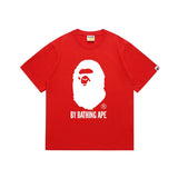 Early spring/summer camo ape head collaboration - little monkey logo print short sleeve couple's trendy tee