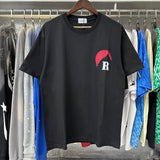 Rhude T Shirts Red Sunset Print Cotton Casual Short Sleeve Men and Women