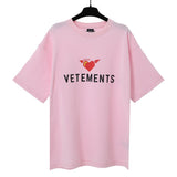 Vtm letter american style no photo printing loose washed distressed short sleeve t-shirt couple outfit