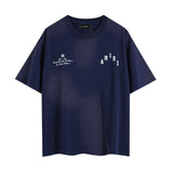 Wholesale foreign trade amir washed distressed tiger head number & letter logo short sleeve t-shirt