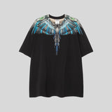 Correct version mb short-sleeved couple outfit colorful wings feather t-shirt marcelo european and american classic